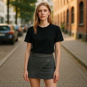 💝Free💝Silence + Noise Black and Gray mini skirt retro punk